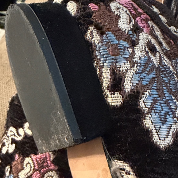 Embroidered Black Floral Loafers - Women's Slip-On Flats - Picture 3 of 10